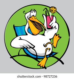 Pelican-beachgoers