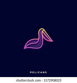 Pelicans Bird Illustration Vector Template. Suitable for Creative Industry, Multimedia, entertainment, Educations, Shop, and any related business