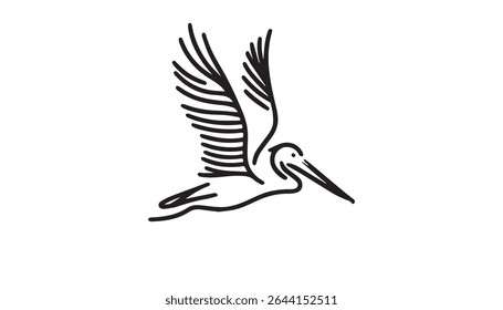 A Pelicans in Flight Continuous Line Drawing with Editable Stroke