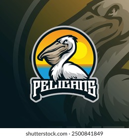 Pelicans mascot logo design vector with modern illustration concept style for badge, emblem and t shirt printing. Pelicans illustration for sport and esport team.