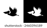 Pelicans silhouette icon. Animal icon. Black icon. Silhouette icon.