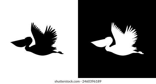 Pelicans silhouette icon. Animal icon. Black icon. Silhouette icon.