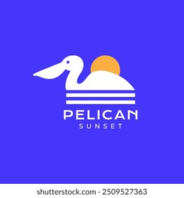 Pelicans Natación Belleza Naturaleza Diseño de logotipo Vector plano