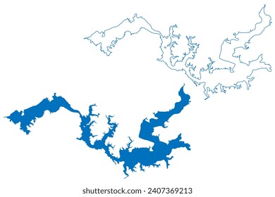 Peligre Lake (Republic of Haiti, Hayti, Hispaniola island) map vector illustration, scribble sketch Péligre Reservoir Dam map