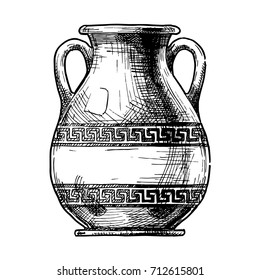 Pelike. Vector hand drawn sketch of ancient greek vase.