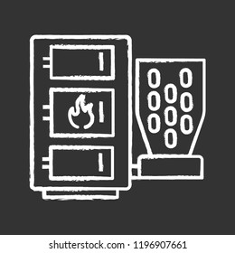 Pellet boiler chalk icon. Central heating system. Solid fuel boiler. Pellet burner system. Workshops, stores, pavilions, salons, business units, houses heating. Isolated vector chalkboard illustration