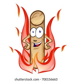 pellet cartoon with flame isolated on white background