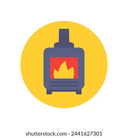 pellet stove icon, flat vector design