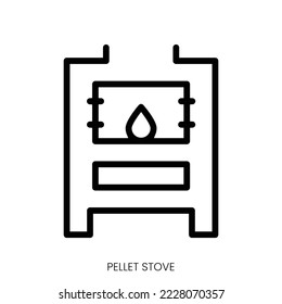 pellet stove icon. Line Art Style Design Isolated On White Background