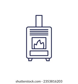 pellet stove line icon on white