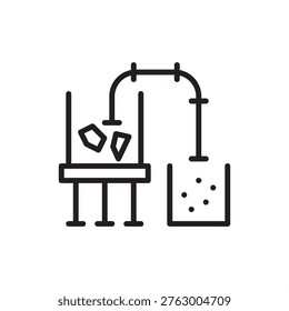 Pelletizing plant icon symbolizing ore processing, representing hardening hardware, balling tools, sinter replacement gear, iron production systems, and industrial metallurgical logistics.
