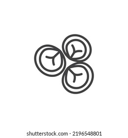 Pelmeni dumplings line icon. linear style sign for mobile concept and web design. Russian pelmeni outline vector icon. Symbol, logo illustration. Vector graphics