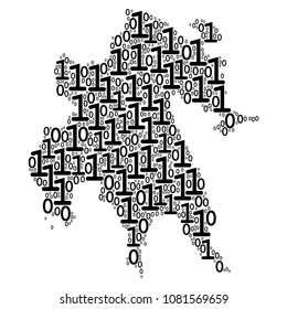 Peloponnese Half-Island Map composition icon of binary digits in variable sizes. Vector digits are organized into Peloponnese Half-Island Map illustration design concept.