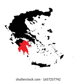 Peloponnese region highlighted on Greece map Vector EPS 10