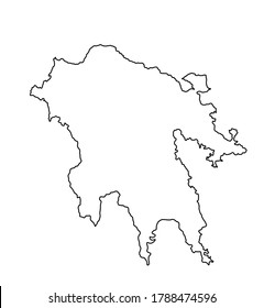 Peloponnese vector map line contour silhouette isolated on white background. Greek territory. Part of Greece coast line.