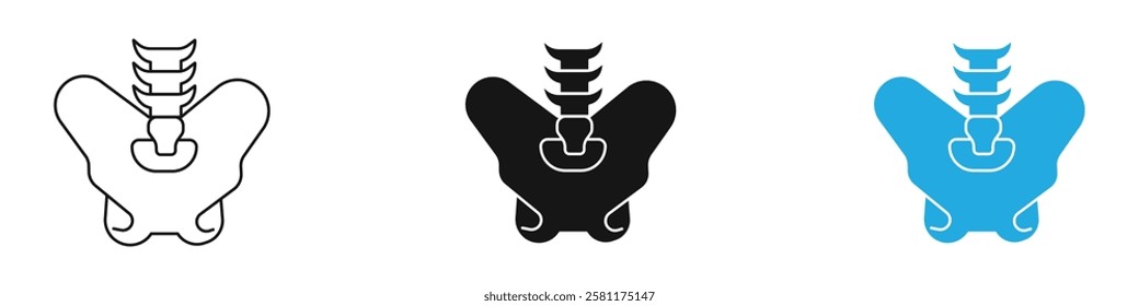 Pelvic area icon black white vector outline