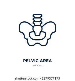 pelvic area icon from medical collection. Thin linear pelvic area, medical, woman outline icon isolated on white background. Line vector pelvic area sign, symbol for web and mobile