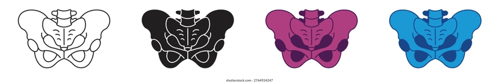 Pelvic area icon set, vector illustration.