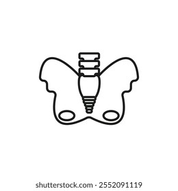 Icono de área pélvica Símbolo plano de línea delgada simple