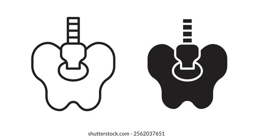 Pelvic area icons in flat and line style set.