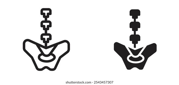 Pelvic area vector icon set in black.