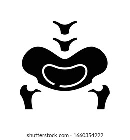 Pelvic bone structure black icon, concept illustration, vector flat symbol, glyph sign.