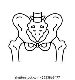 Pelvic bones, line icon. Pelvic, front view, hips, linear illustration. Skeleton, bones. Editable stroke, pictogram, symbol.