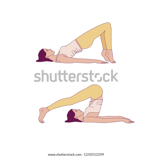 Pelvic Floor Exercises Yoga Poses Woman Stock Vector Royalty Free