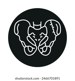 Pelvic fracture line black icon. Sign for web page, mobile app, button, logo. Vector isolated button. Editable stroke.