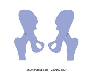 Pelvic girdle isolated vector outline item.  Pelvis bone anatomy blue  draw cartoon object. Medical surgery. Structure skeleton human body part monochromatic flat spot illustration