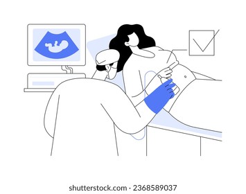 Pelvic ultrasound abstract concept vector illustration. Gynecologist deals with pelvic ultrasound, medicine sector, quick visualization of female organs, abdomen examination abstract metaphor.