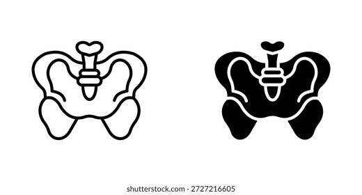 Conjunto de iconos de hueso de pelvis. Símbolo aislado fondo blanco. Ilustración vectorial. color editable.