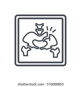 pelvis broken bone x-ray line icon