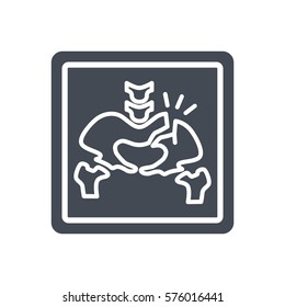 pelvis broken bone x-ray silhouette icon