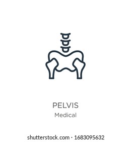 Pelvis icon. Thin linear pelvis outline icon isolated on white background from medical collection. Line vector sign, symbol for web and mobile