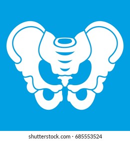 Pelvis icon white isolated on blue background vector illustration