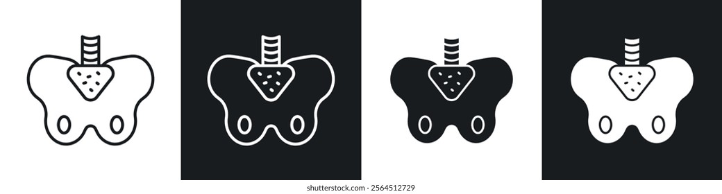 Pelvis icons collection in black filled and line style.