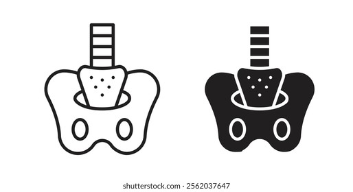 Pelvis icons in flat and line style set.