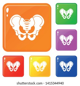 Pelvis icons set collection vector 6 color isolated on white background