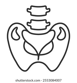 Pelvis outline icon, showing anatomy outline icon, minimalist vector illustration and transparent graphic element. Isolated on white background