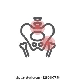 Pelvis pain line icon. Vector sign for web graphics.