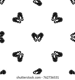 Pelvis pattern repeat seamless in black color for any design. Vector geometric illustration