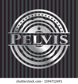 Pelvis silver badge. Vector Illustration. Mosaic.