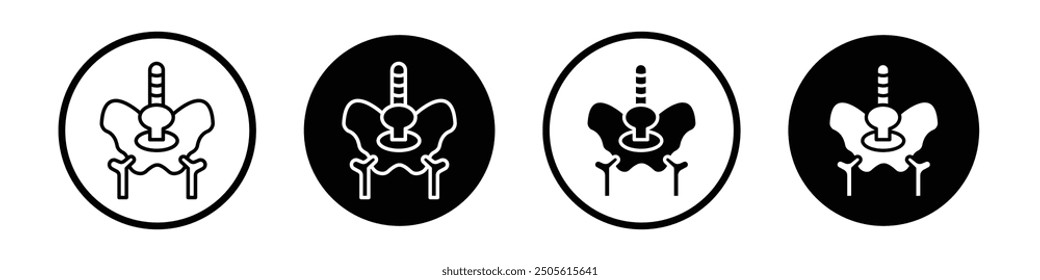 Pelvis vector icon set black filled and outlined style.