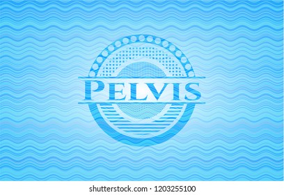 Pelvis water wave representation badge background.
