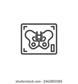 Pelvis X-Ray line icon. linear style sign for mobile concept and web design. Human pelvis x ray outline vector icon. Symbol, logo illustration. Vector graphics