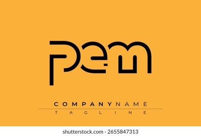 PEM design de letra abstrata. Design de logotipo comercial moderno com tipografia abstrata e estilo contemporâneo