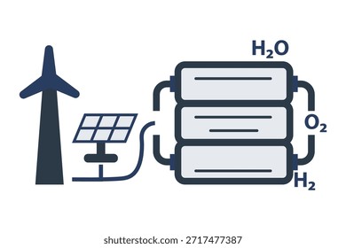PEM electrolyzer line black icon. Sign for web page, mobile app, button, logo. Vector isolated button. Editable stroke.
