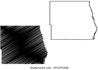 Pembina County, North Dakota State (U.S. county, United States of America) map vector illustration, scribble sketch Pembina map