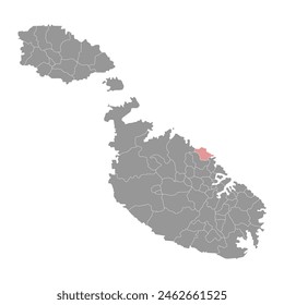 Pembroke District map, administrative division of Malta. Vector illustration.